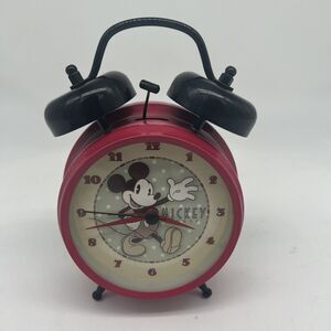 DISNEY Classic MICKEY MOUSE Twin Bell Alarm Clock Battery Operated Retro
